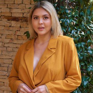 Curvy Golden Wrap Blazer Bodysuit